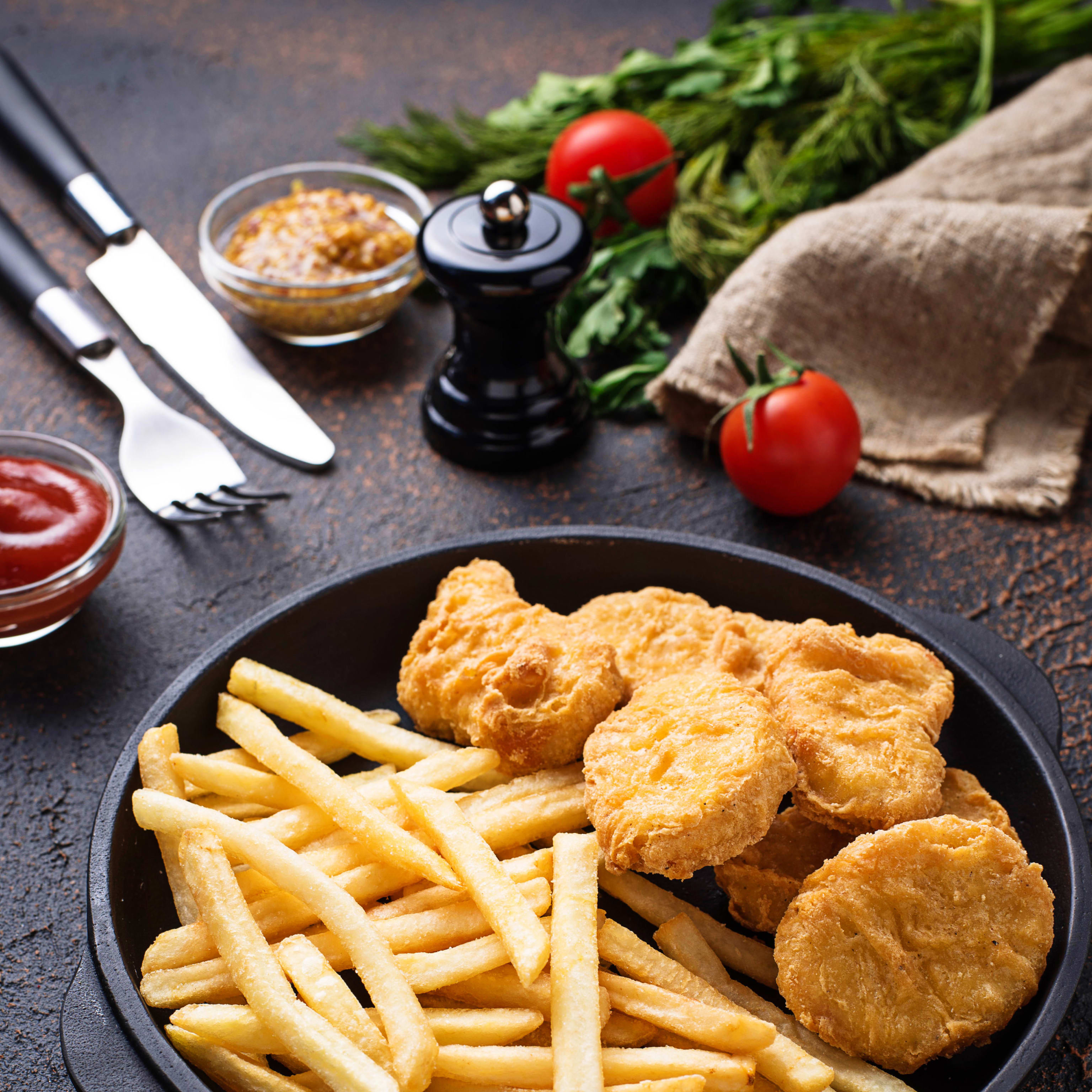 Nuggets con patatas fritas