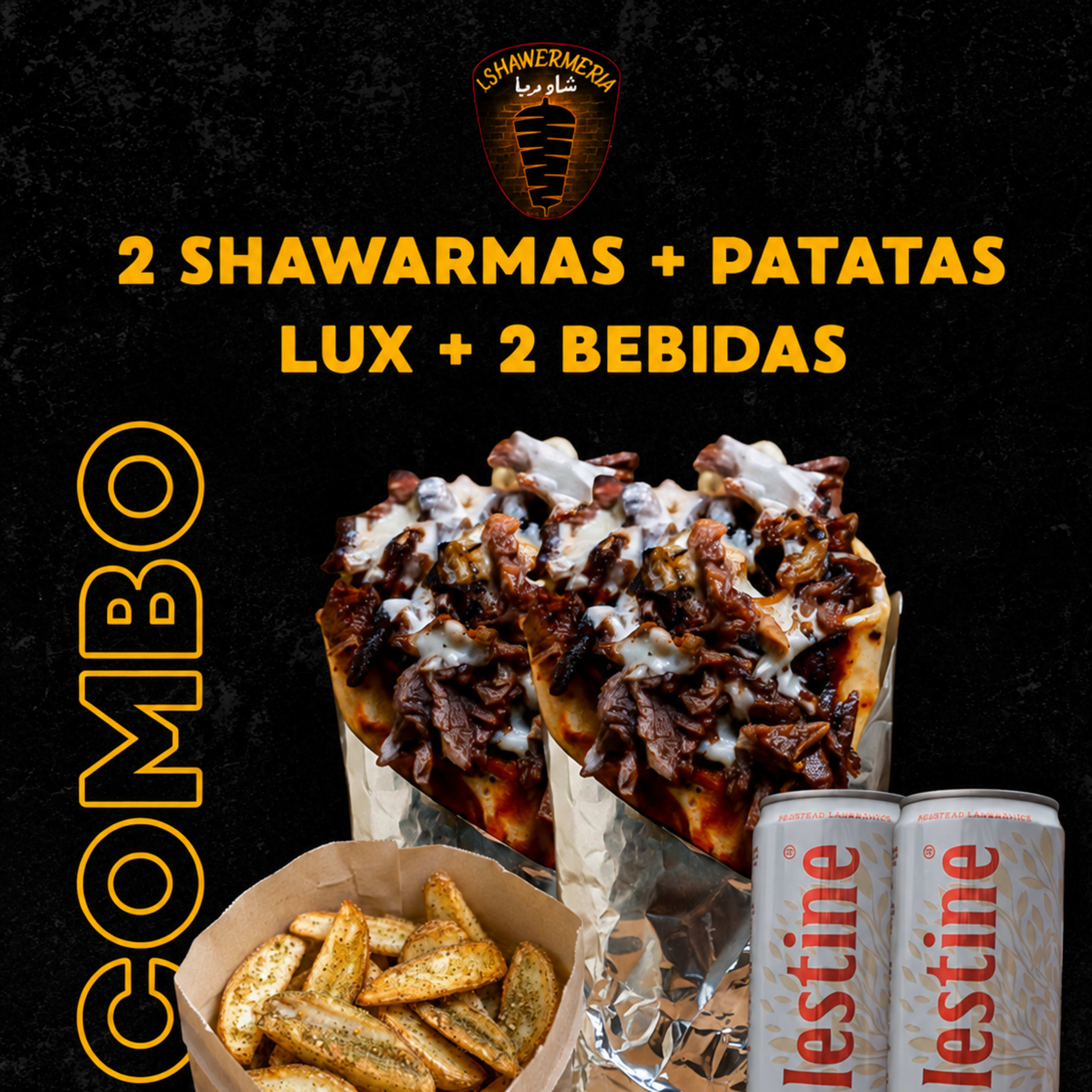 Menú 2 Shawarma + 1 Patatas Luxe + 2 Bebida