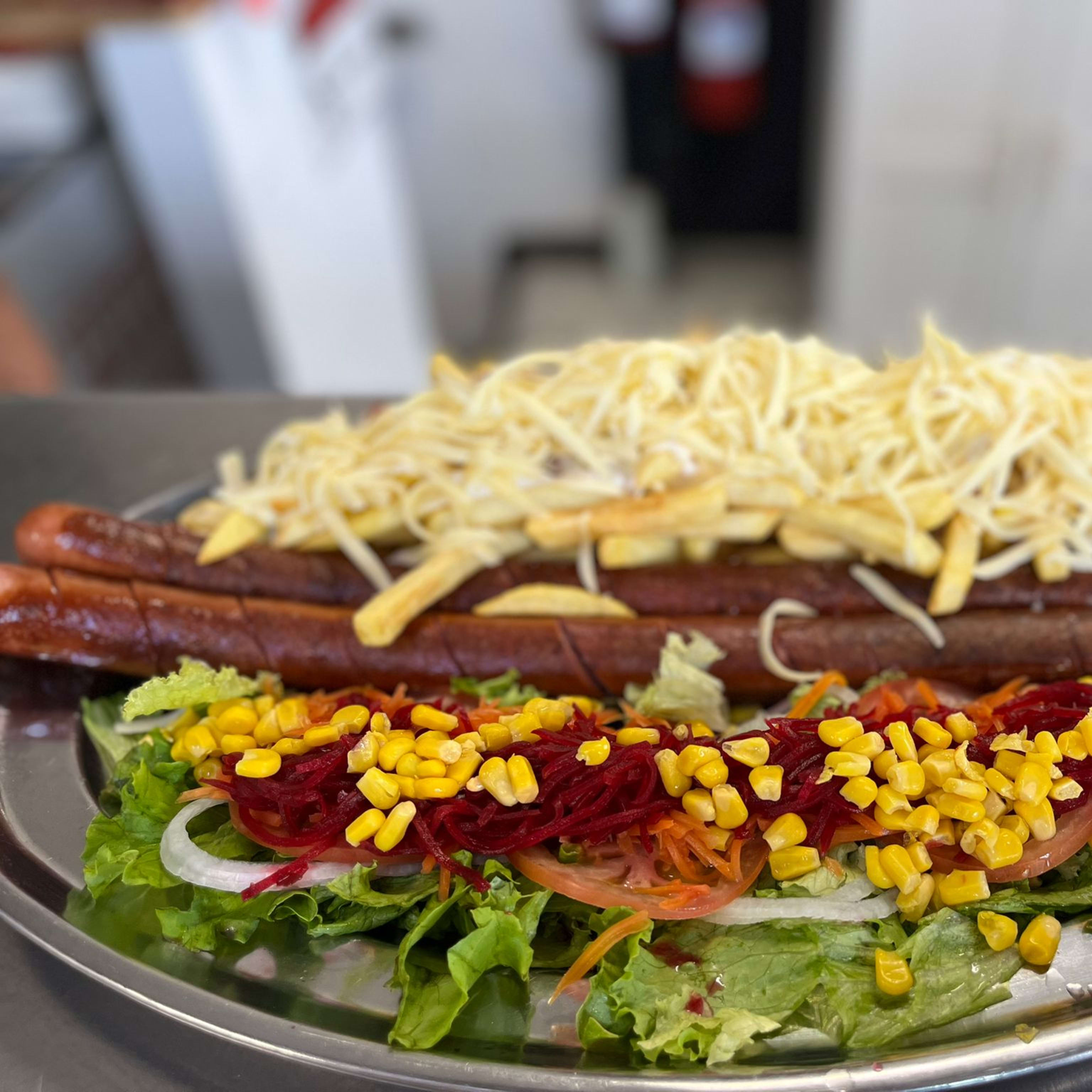Salchicha 1/2 Metro con Ensalada