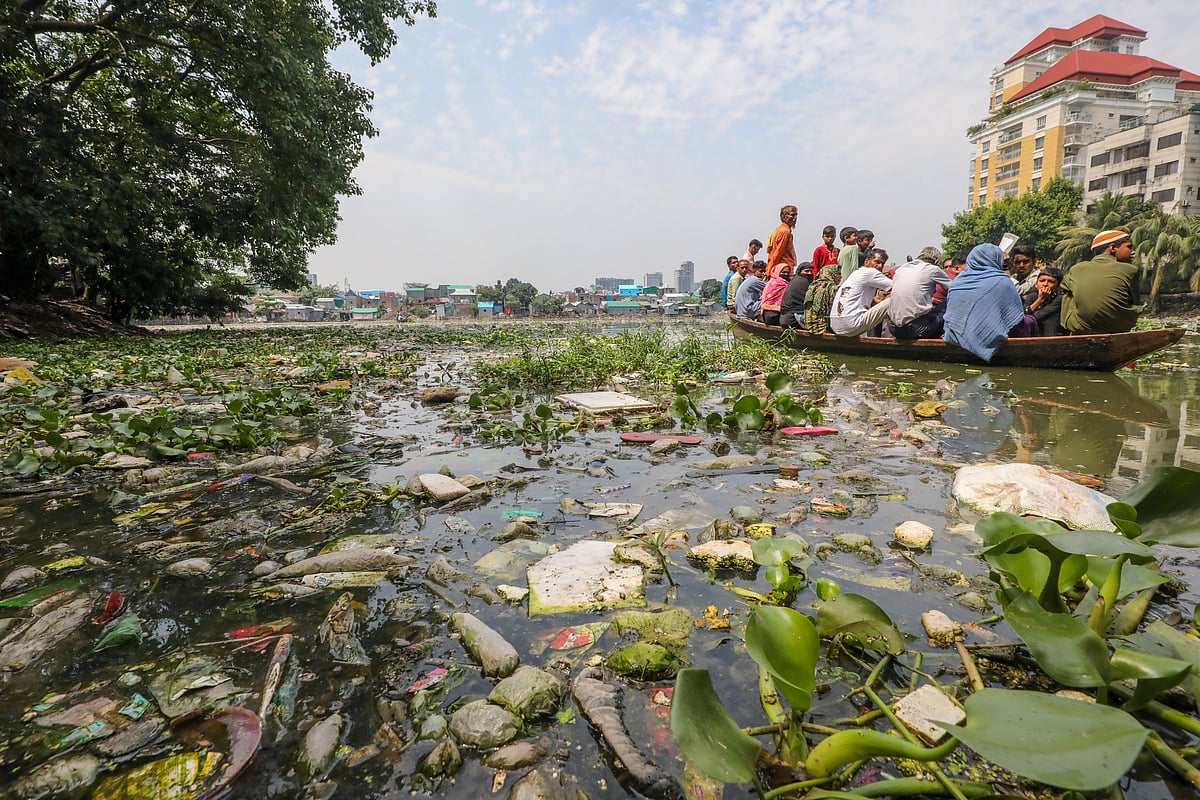 বনানী লেকের বিবর্ণতা আবর্জনা ও দূষণের কারণে