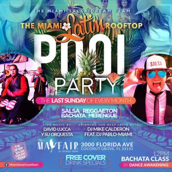 Latin Rooftop Pool Party - The Mayfair - Coconut Grove - Florida Dance  Vacations