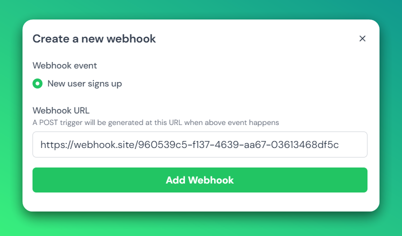 Add webhook URL