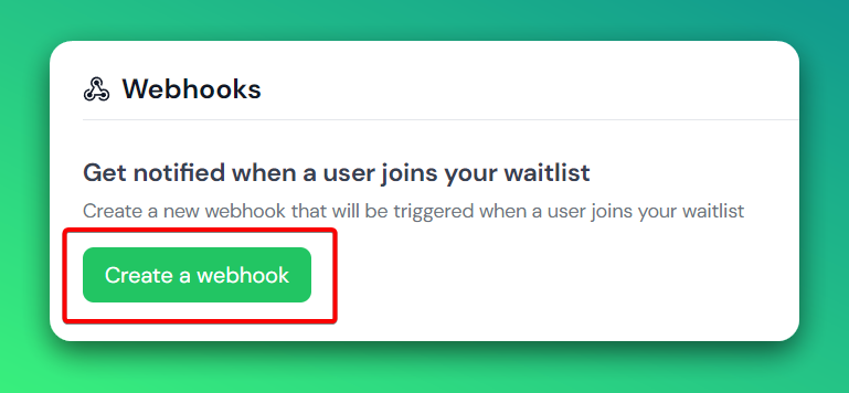 Create webhook button