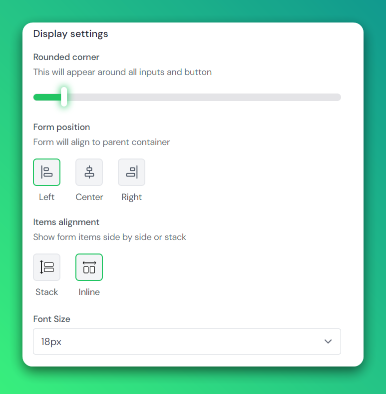 Display settings