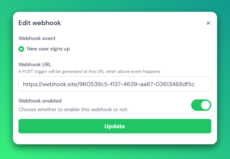 Edit Webhook