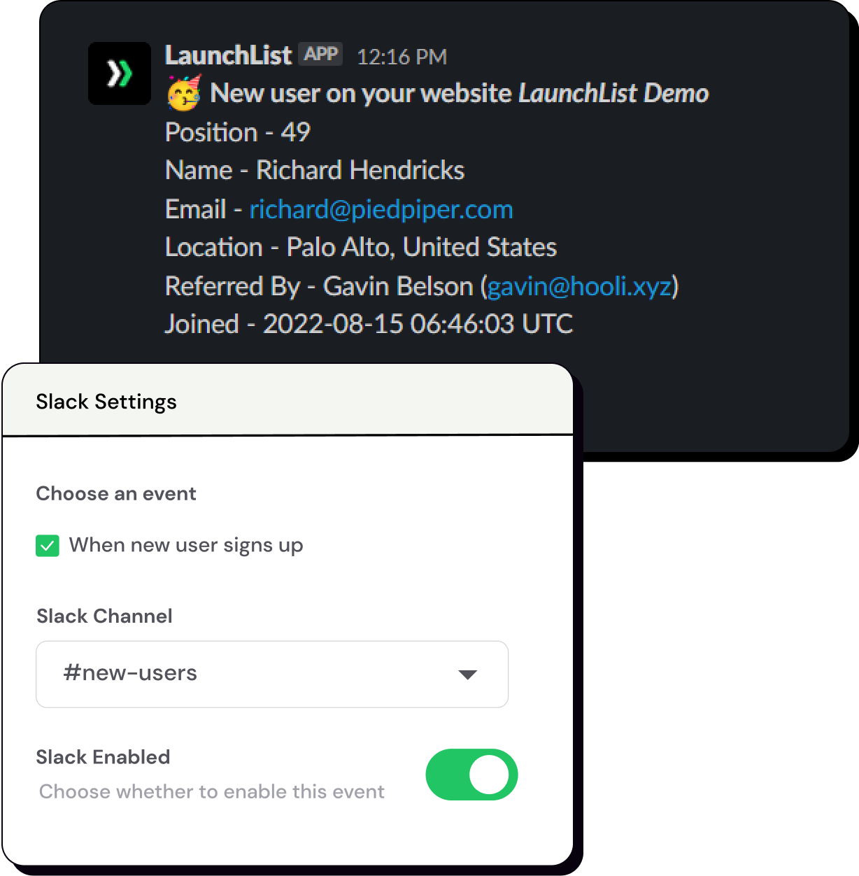 Slack settings