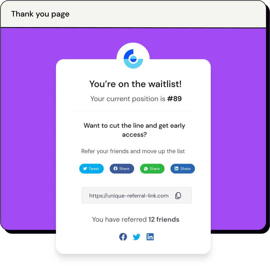 Waitlist thank you page