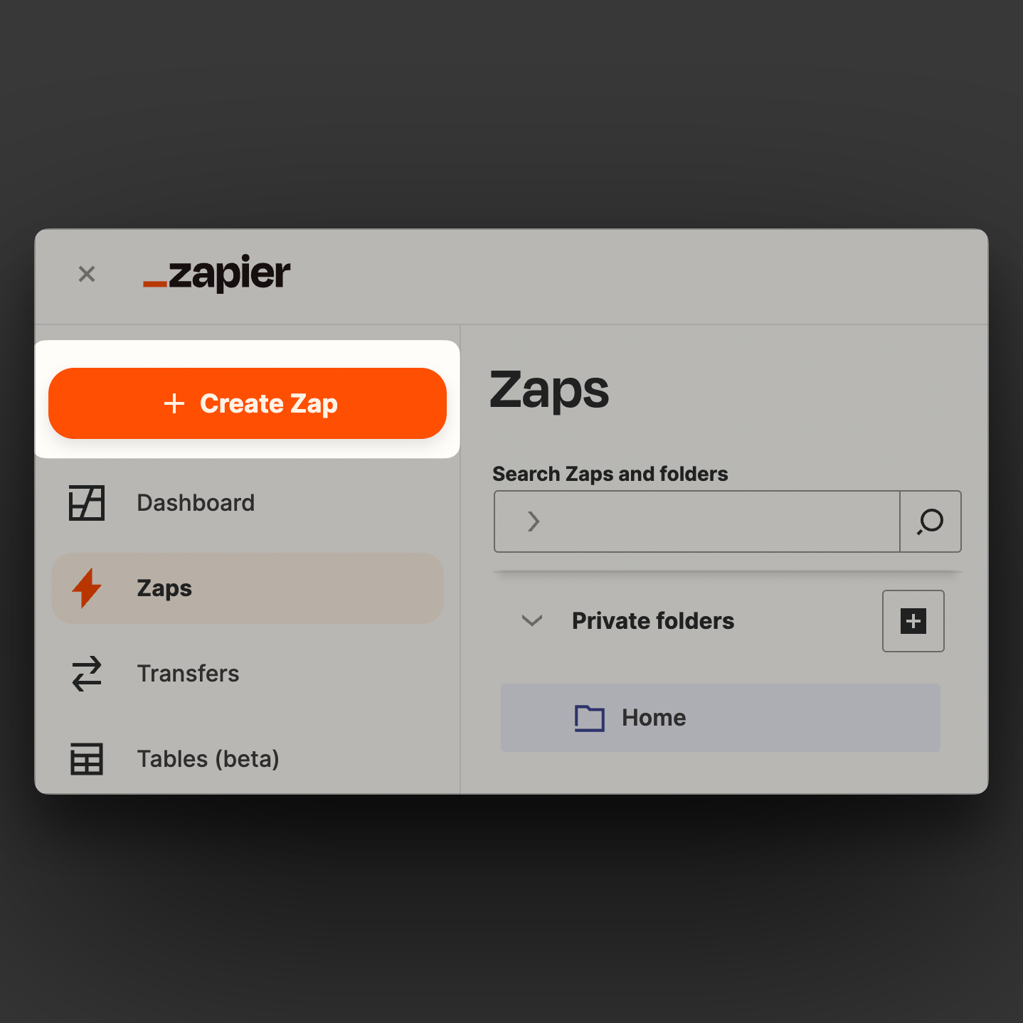 Create a new Zap