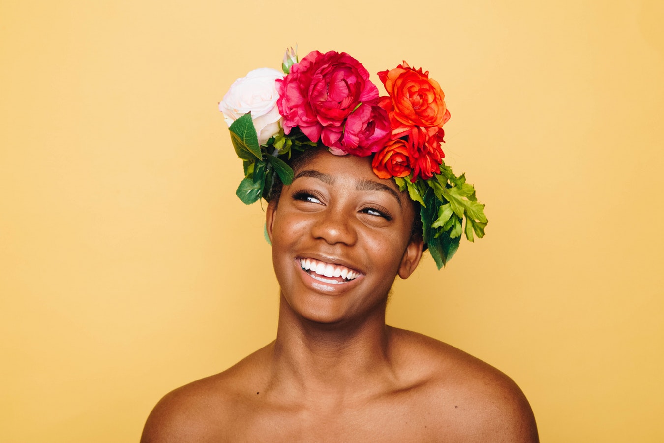 girl smiling happily