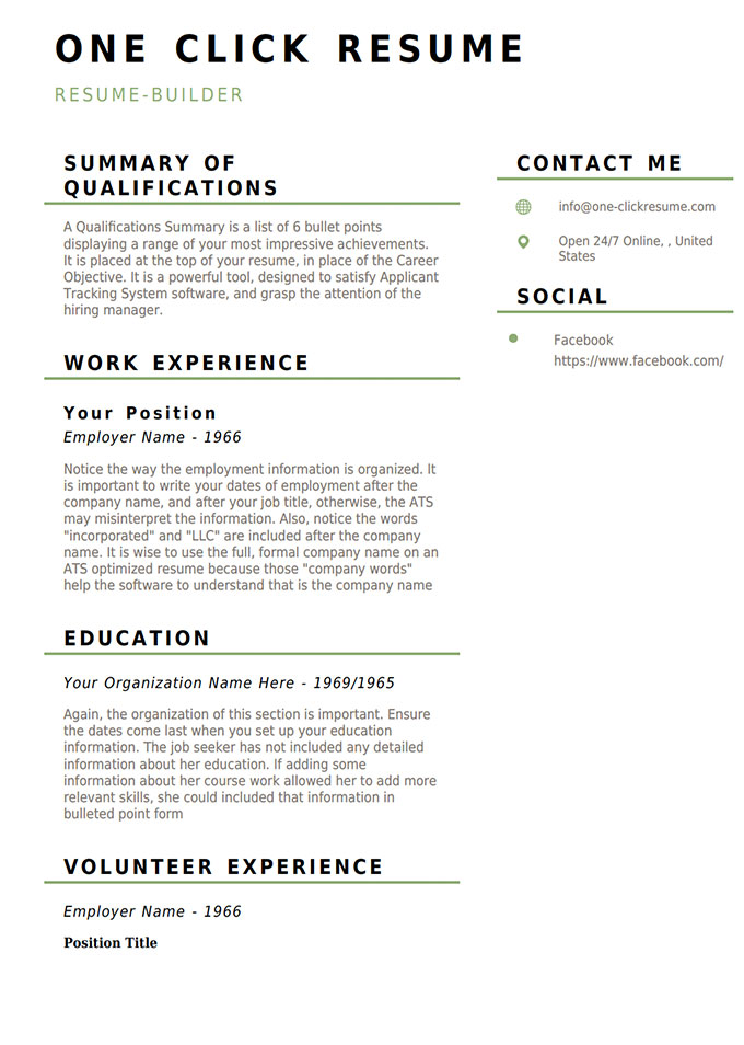 one click resume quick resume template classic resumes