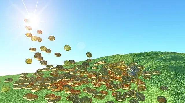 solar energy, gold coins, sunlight