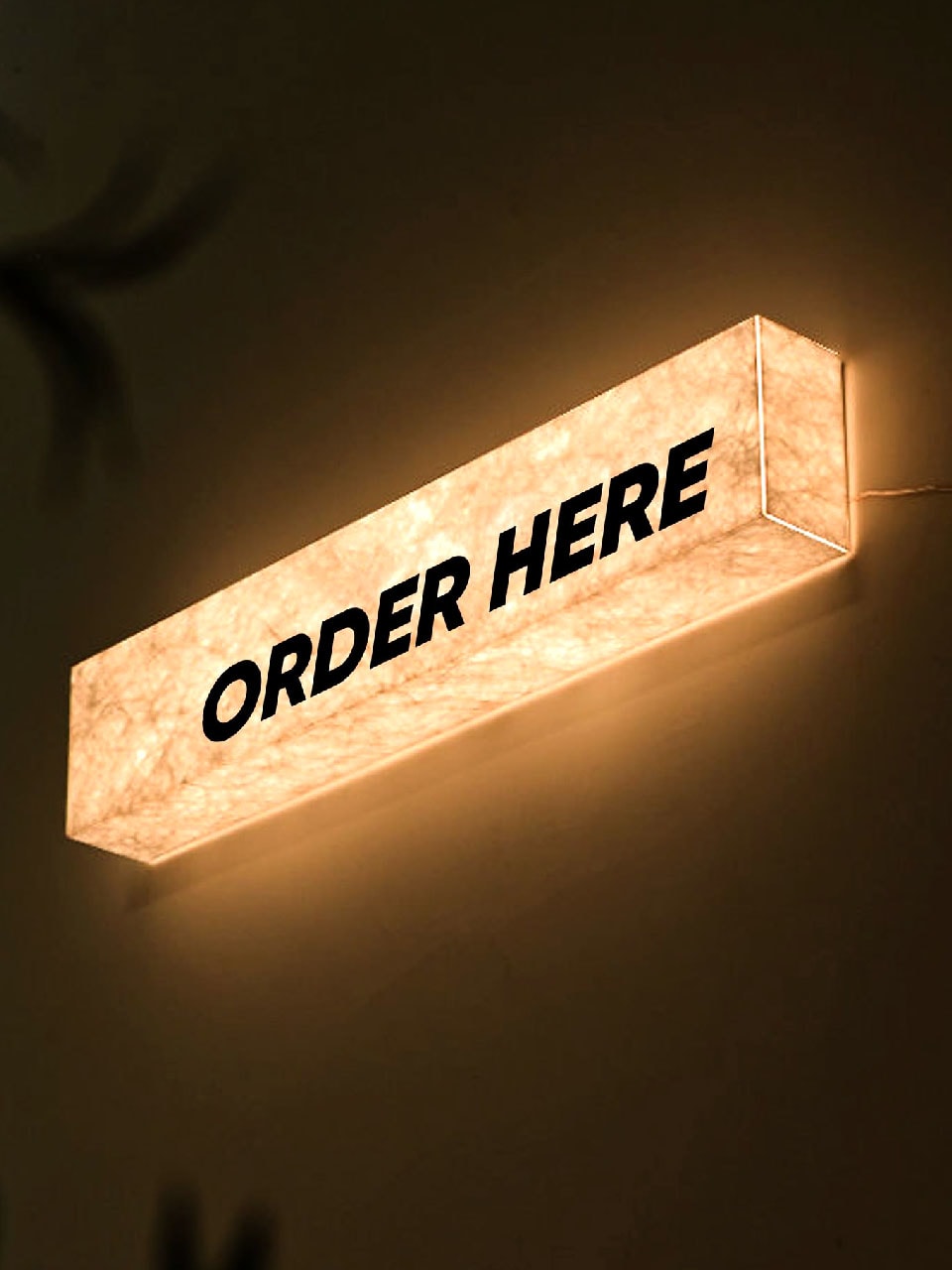 Hộp đèn Order Here mica thả trần cho quầy gọi món