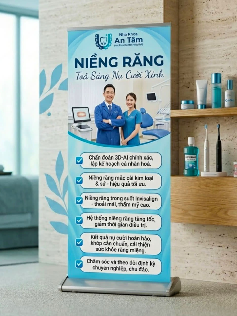 Mẫu standee cuốn hào hoa 1 mặt đẹp