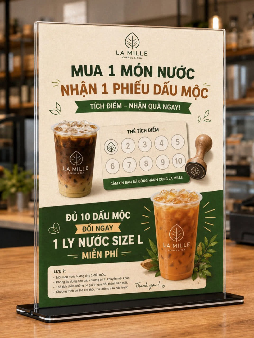 Standee mica A5 2 mặt để bàn