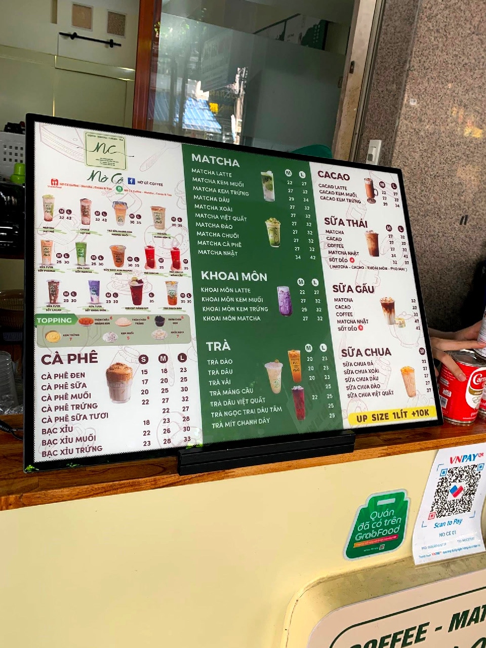 Bảng menu LED để bàn cho quán cafe