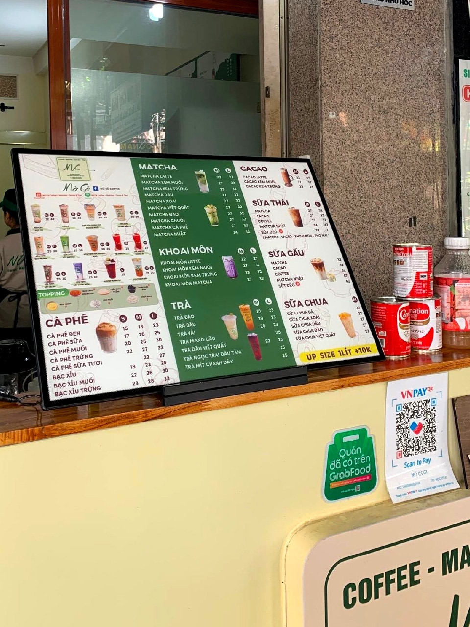 Bảng menu LED A4 cho quán trà sữa