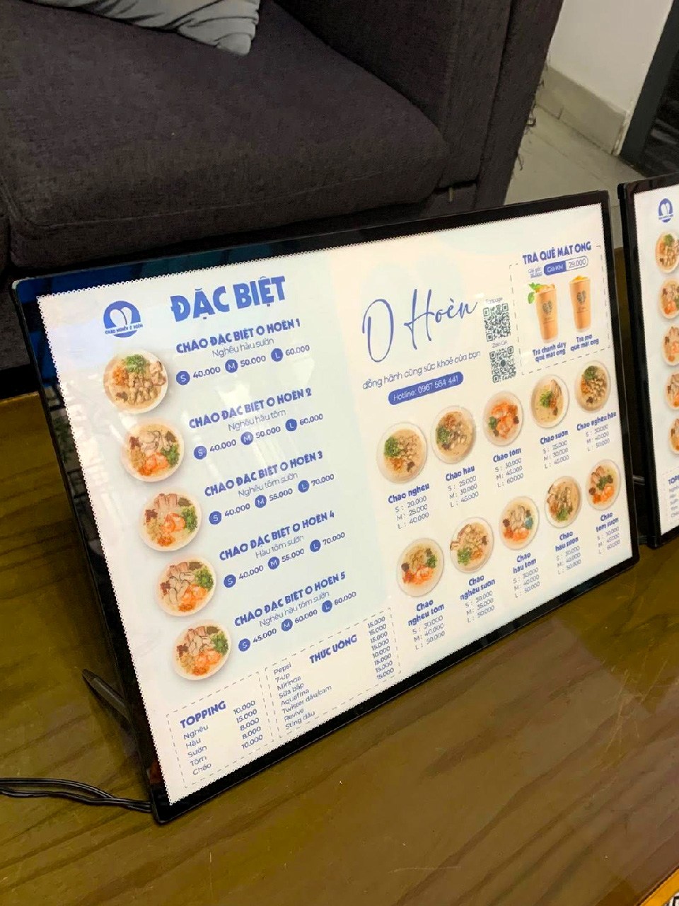 Bảng menu LED A4 trưng bày bảng giá