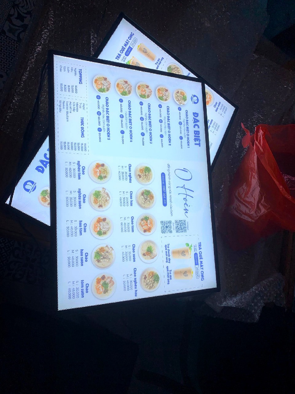 Bảng menu LED khung nhôm chiếu sáng nội dung