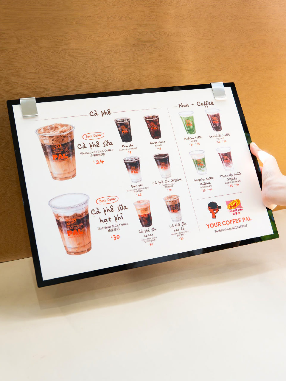 Bảng menu LED để bàn giới thiệu món ăn