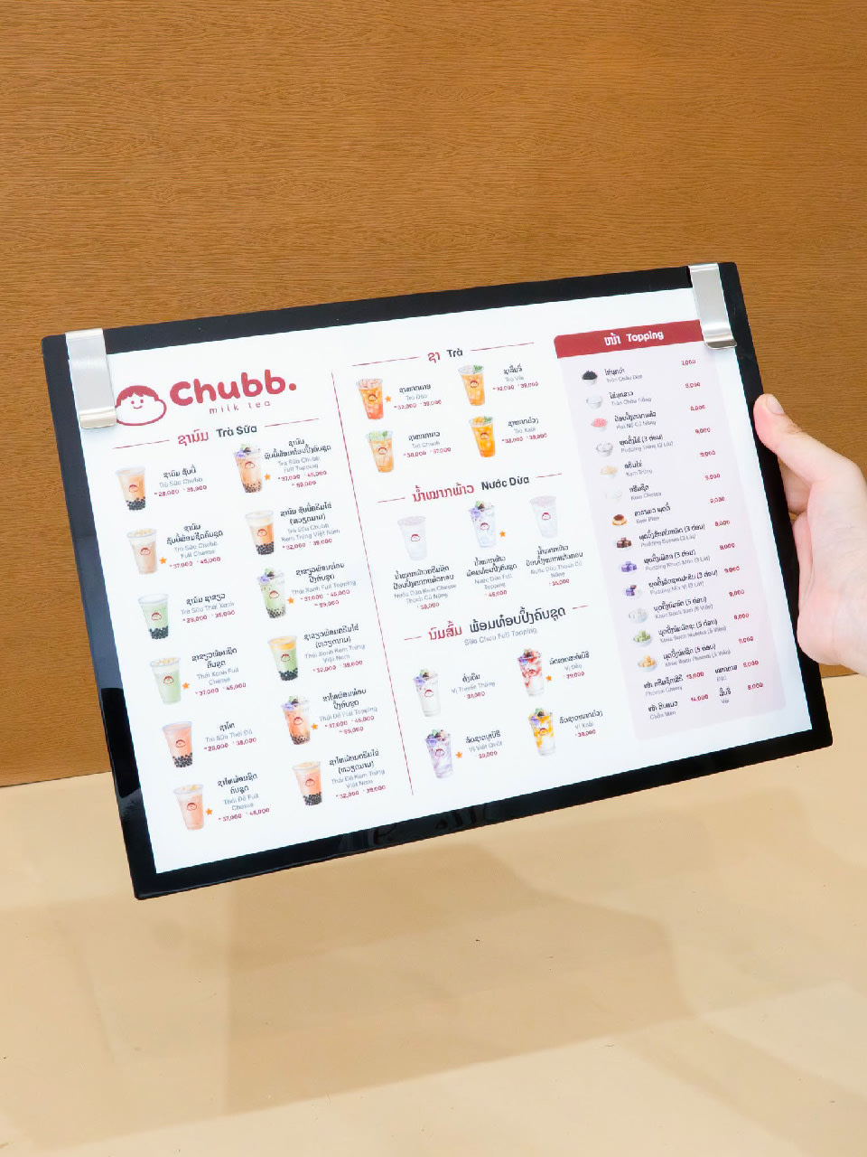 Bảng menu LED A4 giới thiệu chương trình khuyến mãi