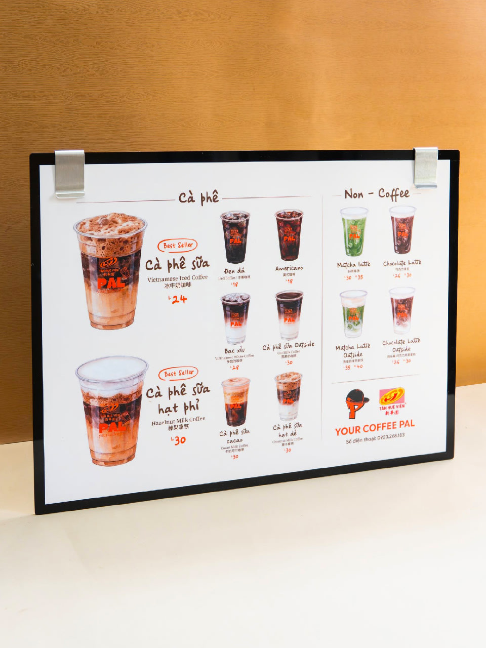 Bảng menu LED để bàn thiết kế theo yêu cầu