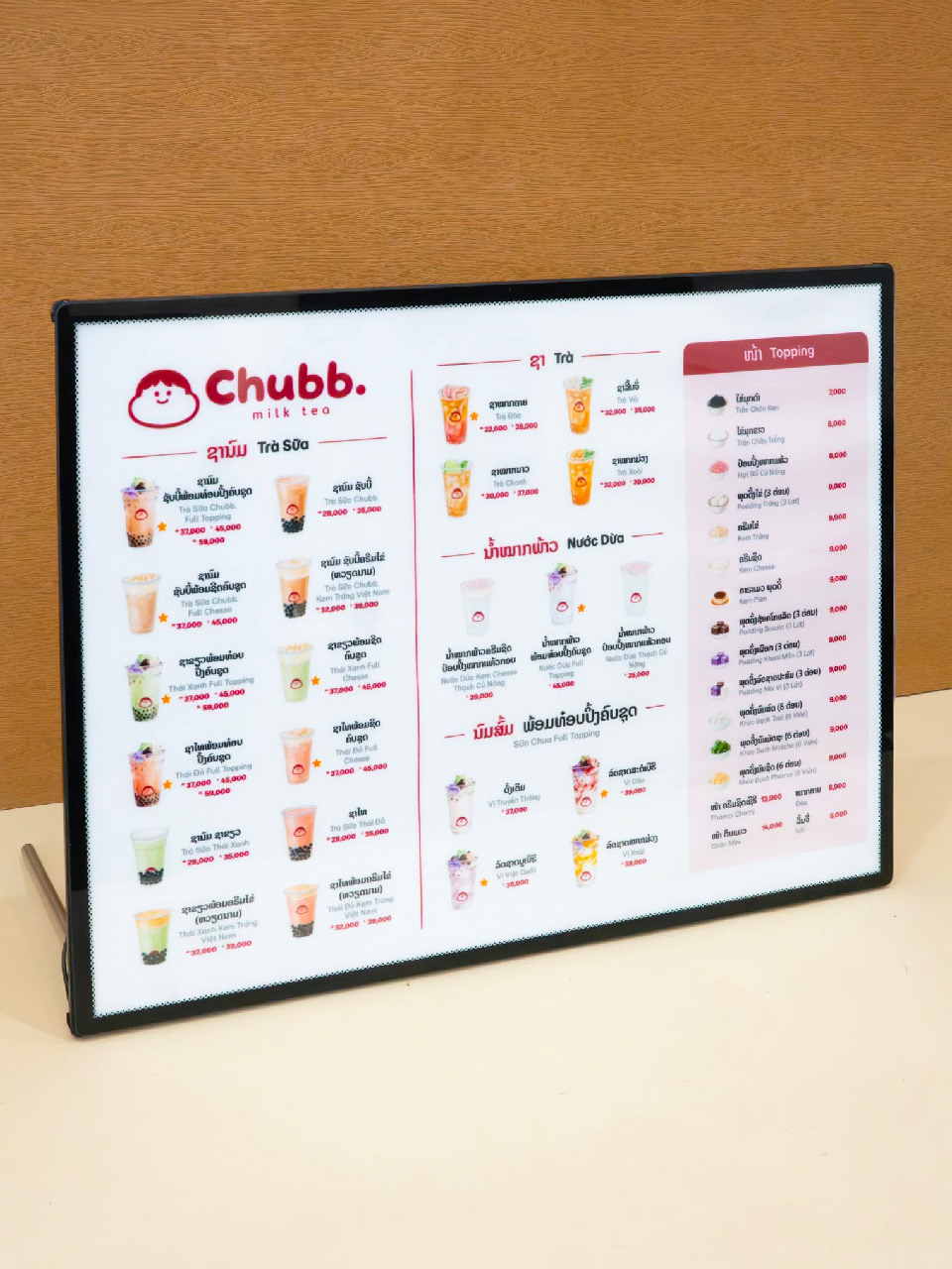 Biển menu LED để bàn A4 khung nhôm