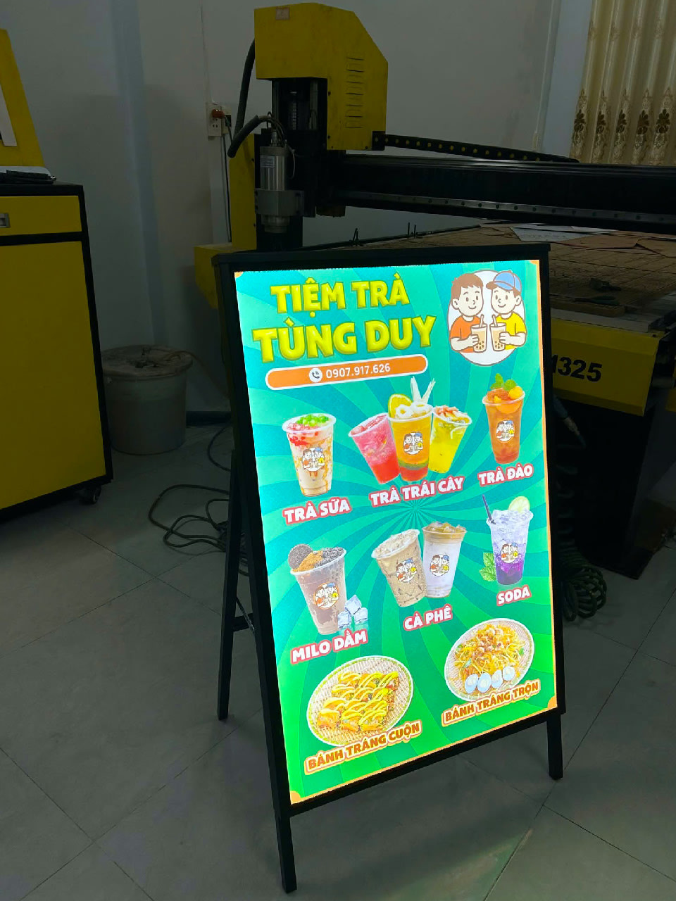 Mẫu bảng menu LED chân đứng 2 mặt 50x70cm đẹp