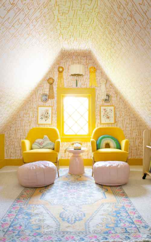 A Cozy Yellow Reading Nook in a Shared Room for Three Girls