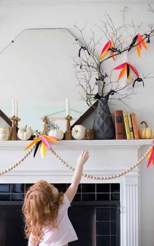 a fall mantel with astrobrights