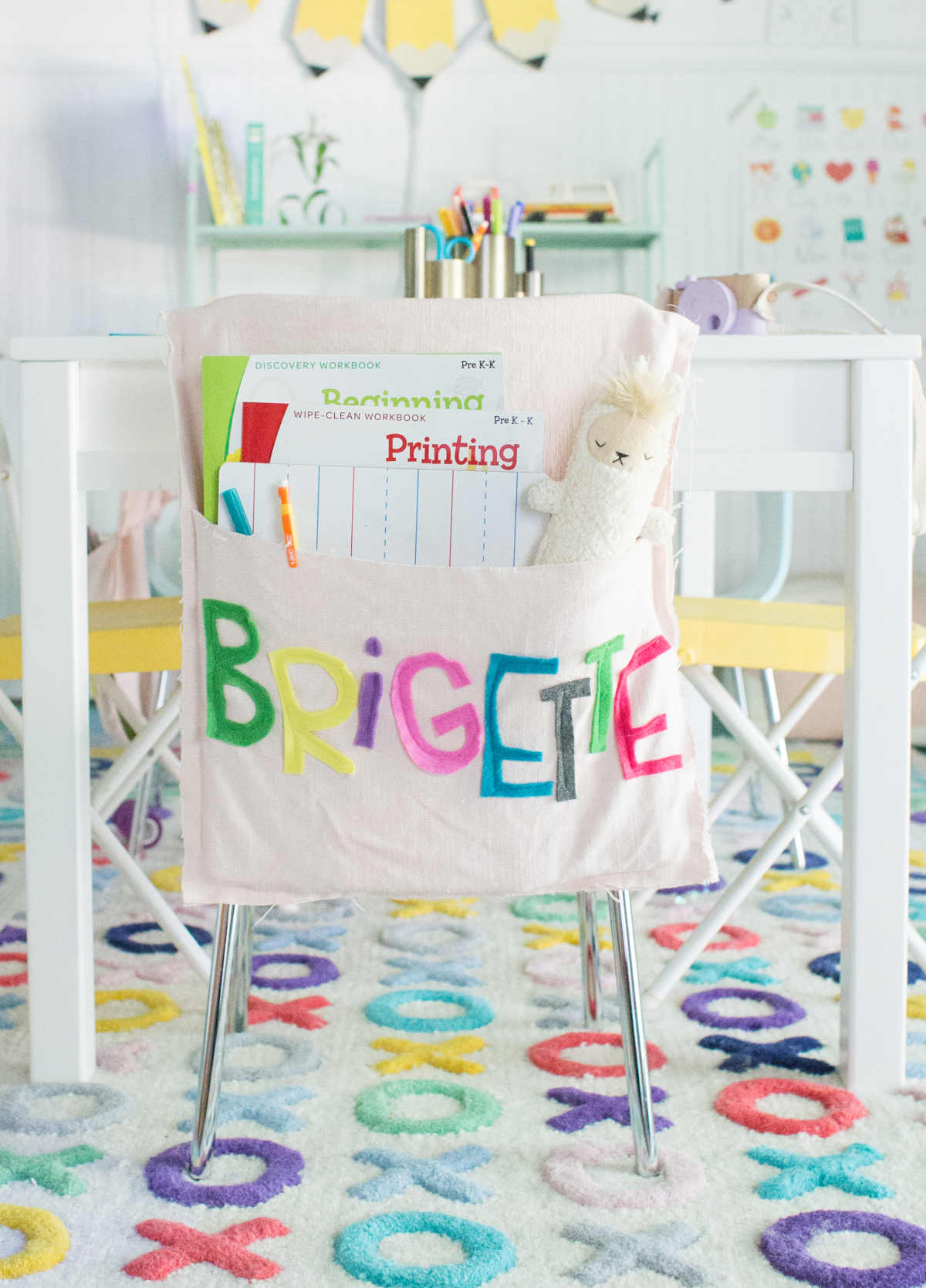 DIY chair organizer for back to school