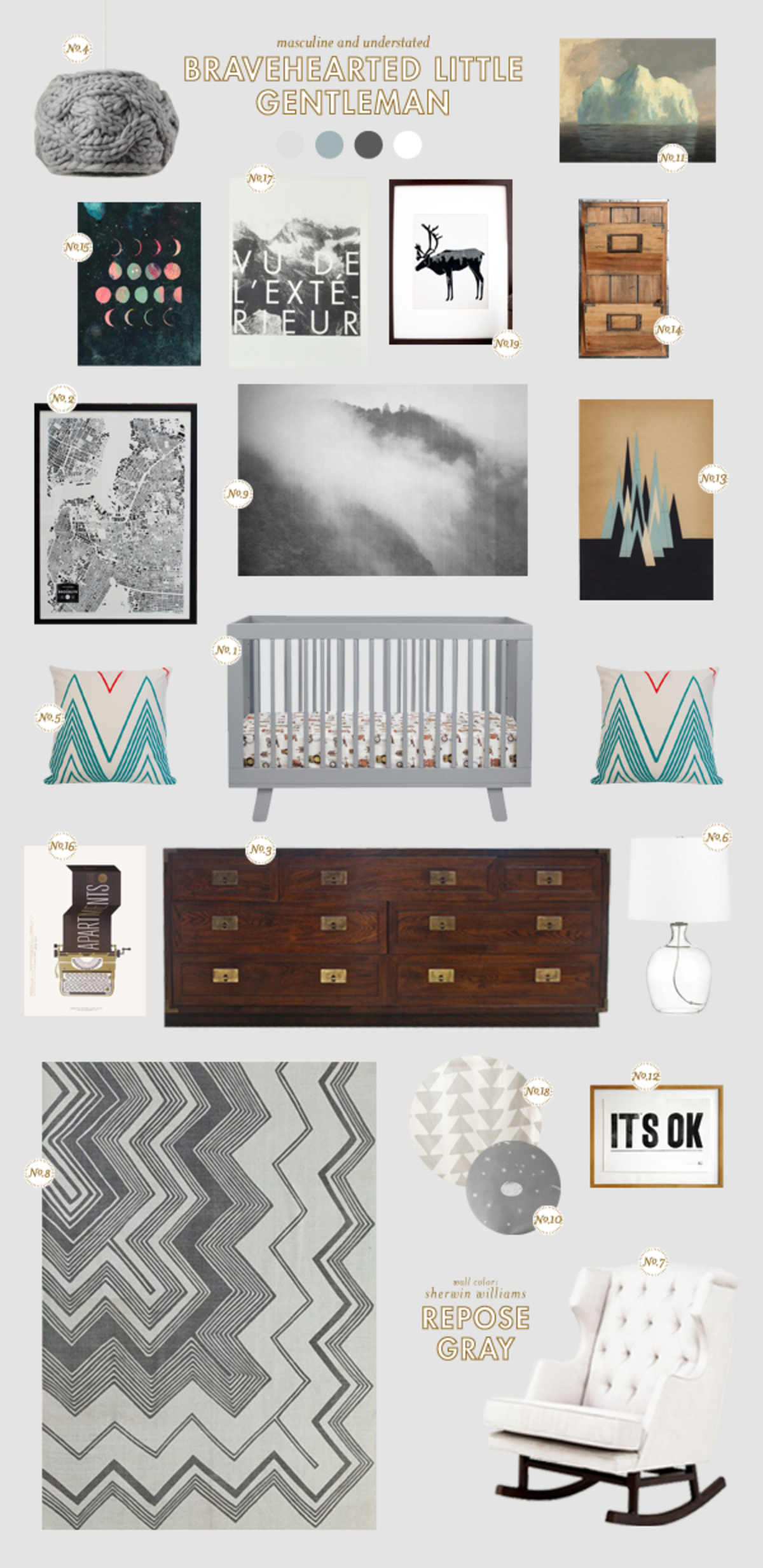 bravehearted-little-gentleman baby nursery inspiration board baby room ideas