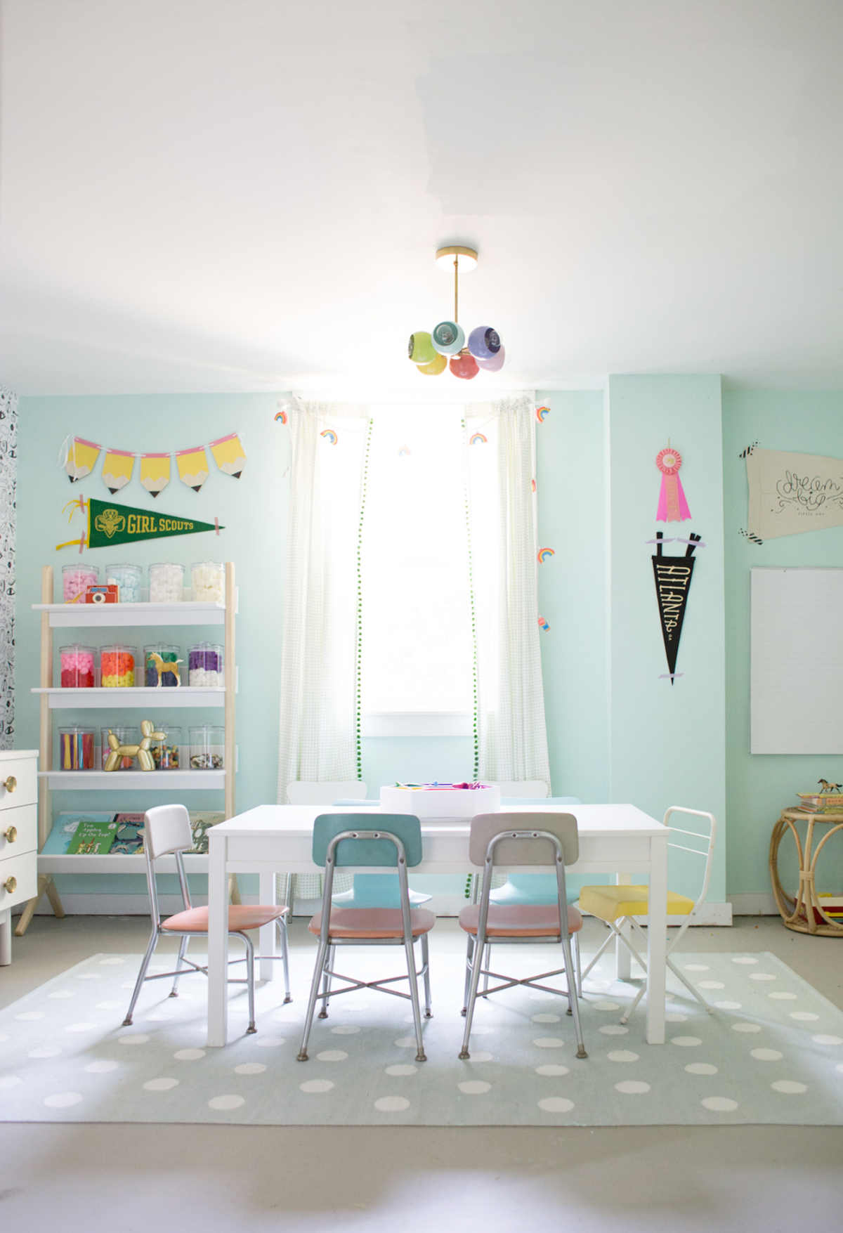 Kids Craft Rooms : How to Organize a Craft Room Work Space - The Happy Housie / #kidscraftroom #heartcrafts #mothersdaycrafts #kidscrafts #suncatcher.