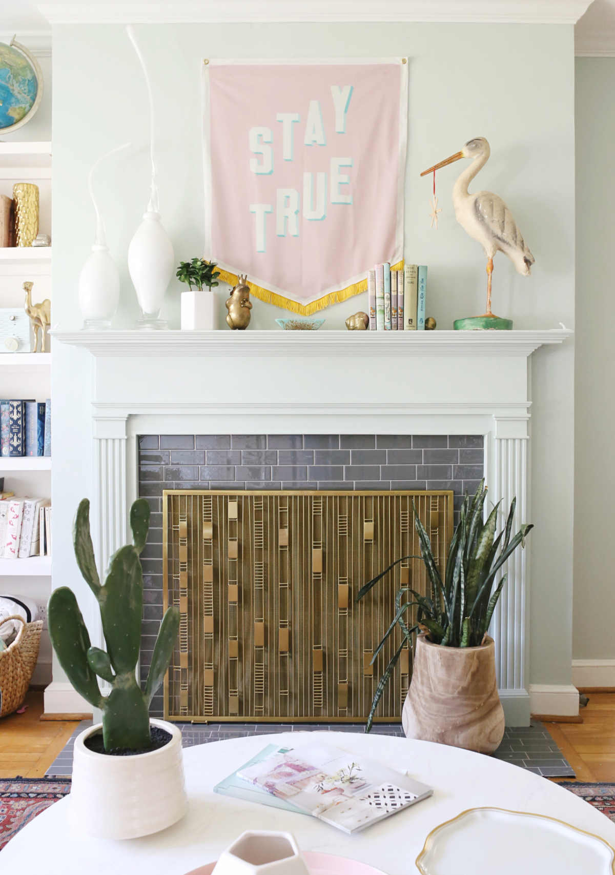 modern fireplace screen silver