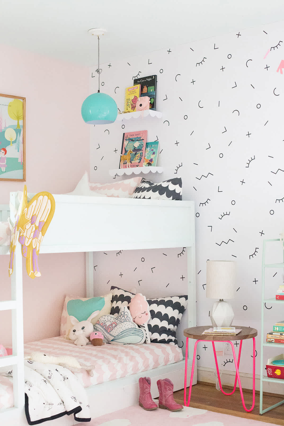 shared girls' room with bunk beds