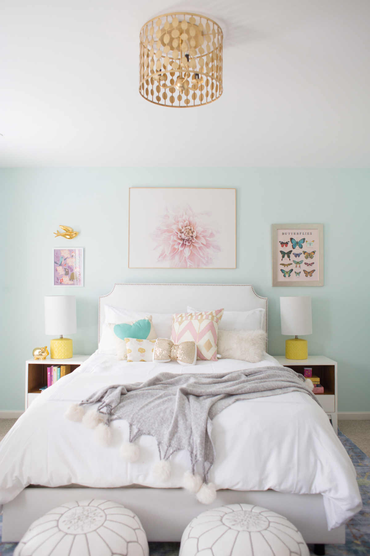 blue, yellow, and white little girl room