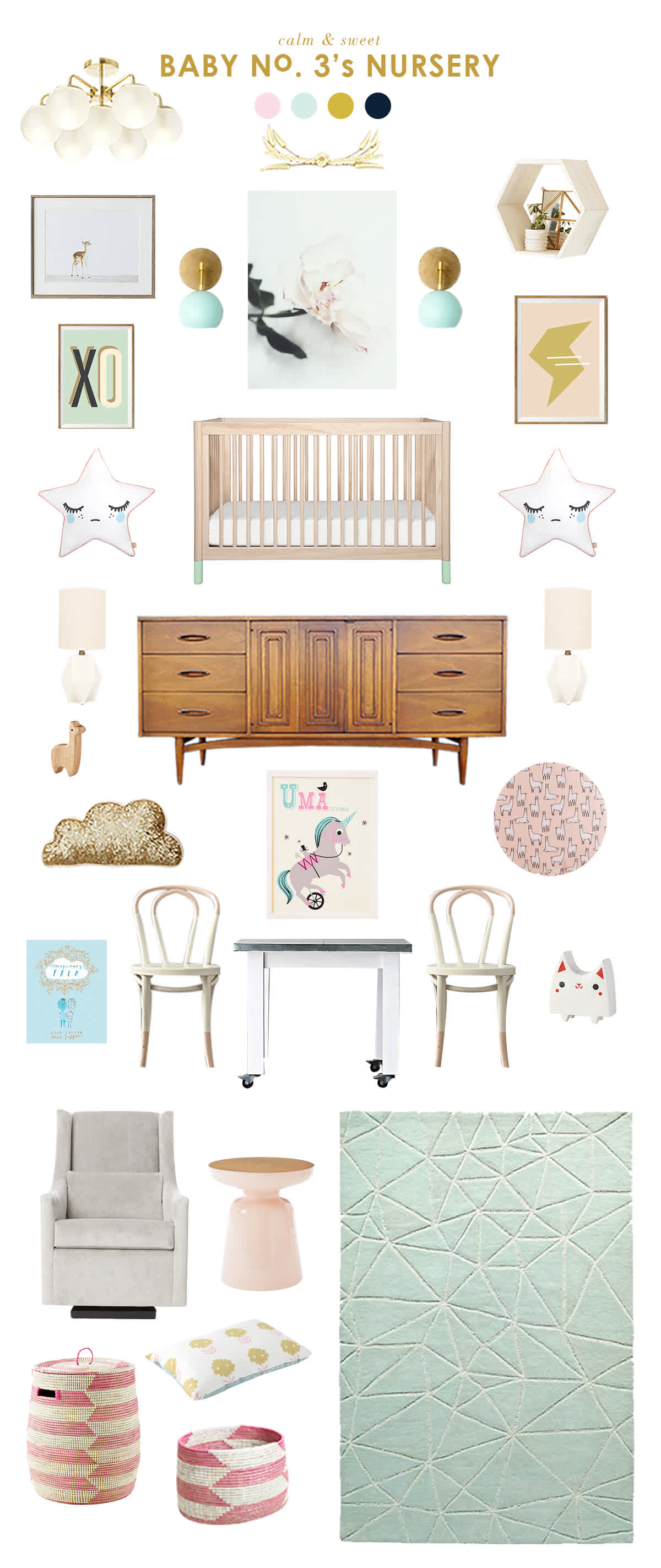 mint green and pink baby nursery inspiration