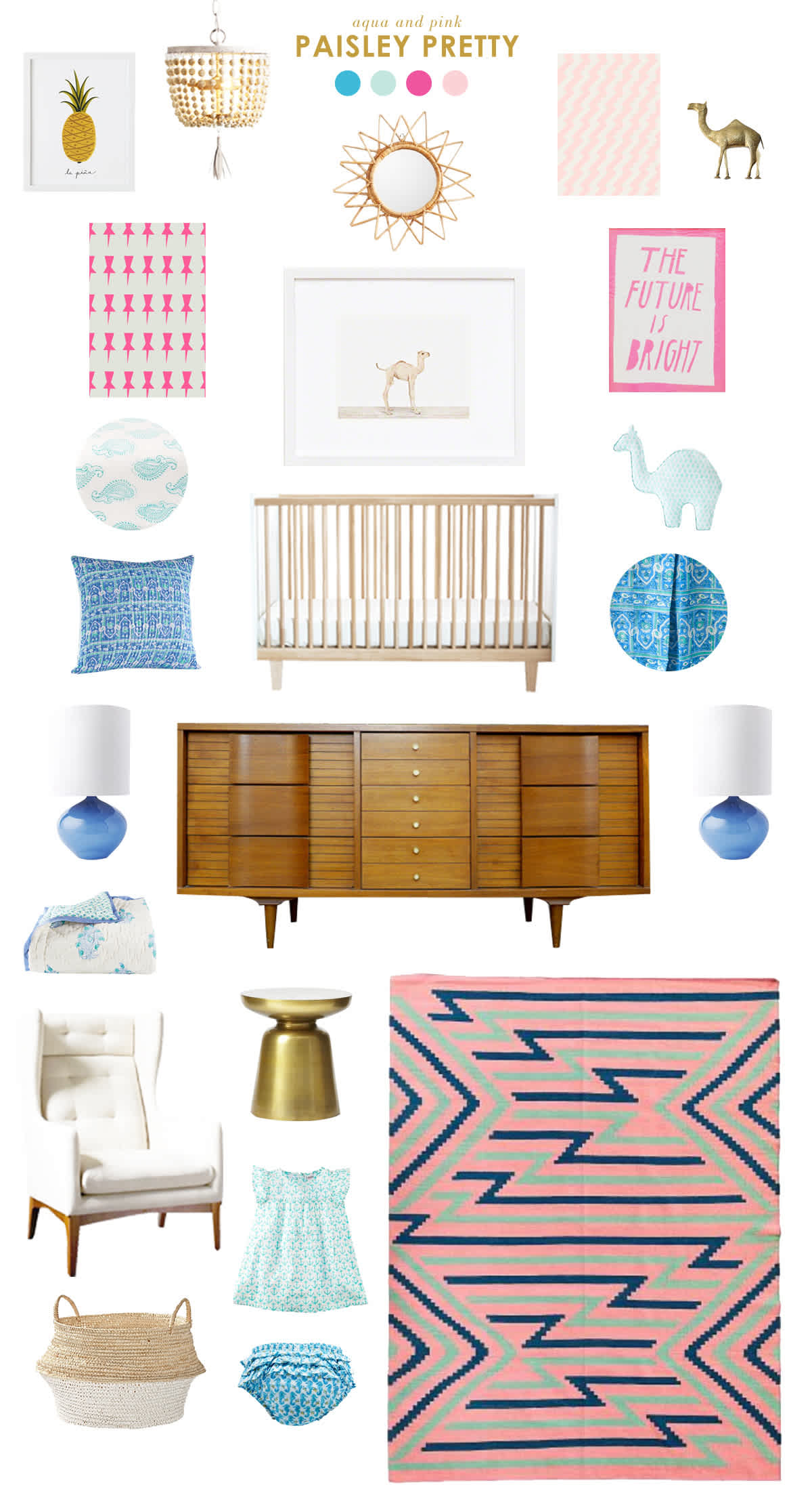 aqua and pink baby nursery inspiration