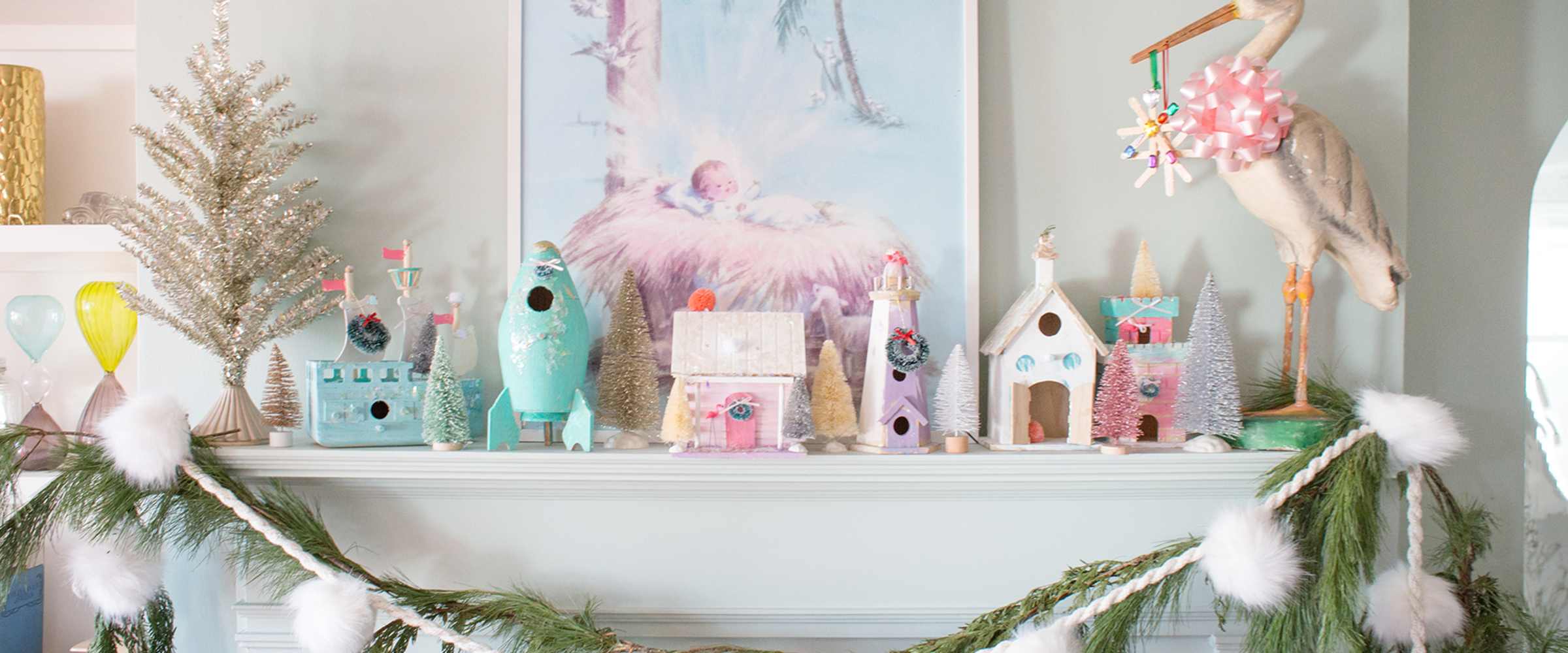 Vintage Christmas Art for over the Mantel