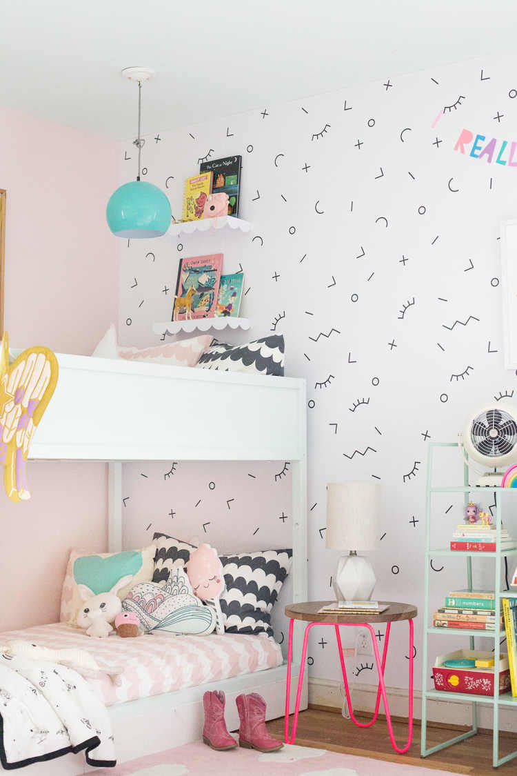 girls room with loft bed