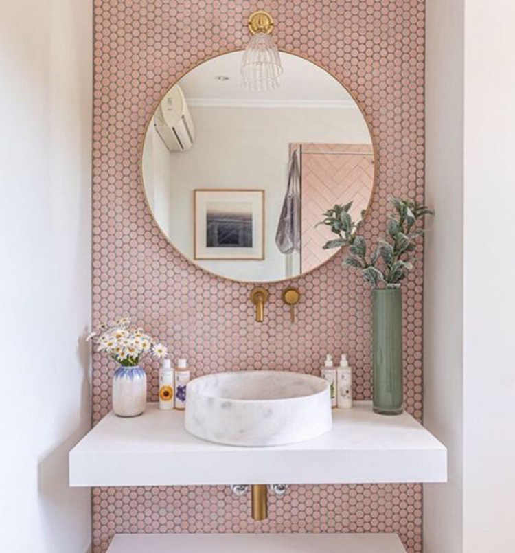 Double Sided Free Standing Magnified Makeup Bathroom Mirror Pink