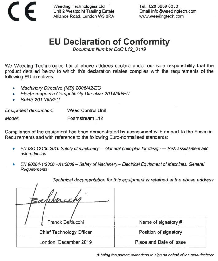 CE Declaration of conformity - L12