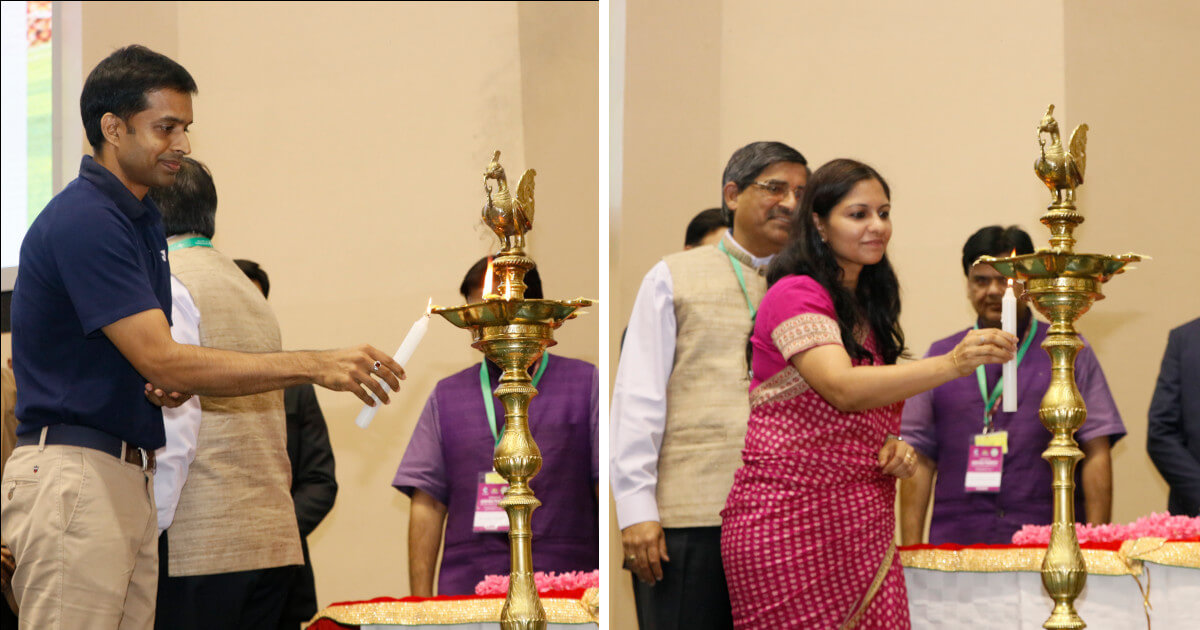 Lamp lighting by P. Gopichand, chief coach, Indian badminton team and Ms. Bhavna Saxena, IPS, OSD, Economic Development Board, GoAP