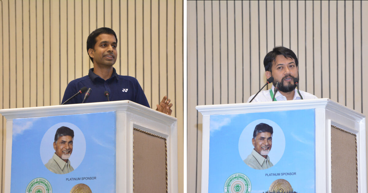 Indian badminton team's chief coach Pullela Gopichand, Mr. Kishore Taid, Co-founder CEO, Bhaichung Bhutia Football Schools, and Founding Trustee, Indian Football Foundation