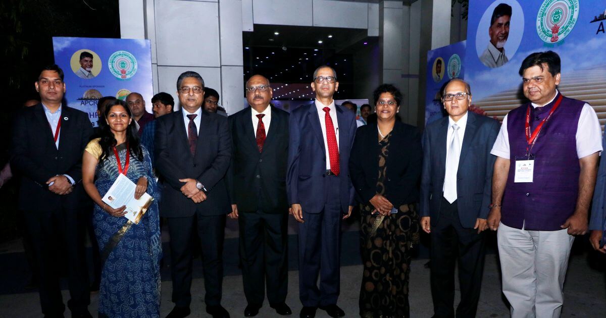 L-R: Vikas Sharma, Bhavana Saxena, Justice Vineet Saran, Justice Mohan Shantanagoudar, Justice N. V. Ramana, Justice Pratibha Singh, Justice S. Ravindra Bhat, and Praveen Prakash