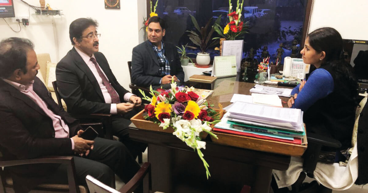 Mr. Sandeep Marwah (Director) Asian Academy of Film & Television, and, Asian School of Media Studies with Ms. Bhavna Saxena (IPS) Special Commissioner APEDB, Mr. Vikas Sharma, Director & Chief executive, CSL.