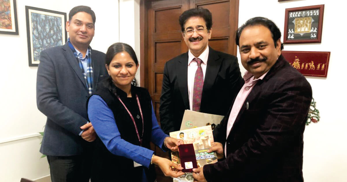 Mr. Sandeep Marwah (Director) Asian Academy of Film & Television, and, Asian School of Media Studies with Ms. Bhavna Saxena (IPS) Special Commissioner APEDB, Mr. Vikas Sharma, Director & Chief executive, CSL.