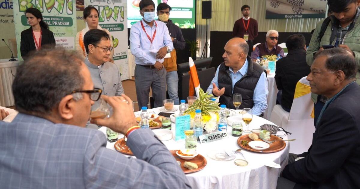 Shri Kiren Rijiju, Union Minister for Law and Justice, Shri Naresh Kumar (IAS), Chief Secretary, Government of Arunachal Pradesh, and Shri Sanjeev Kumar Chadha (IFS), Managing Director, NAFED enjoying various KIWI Delicacies