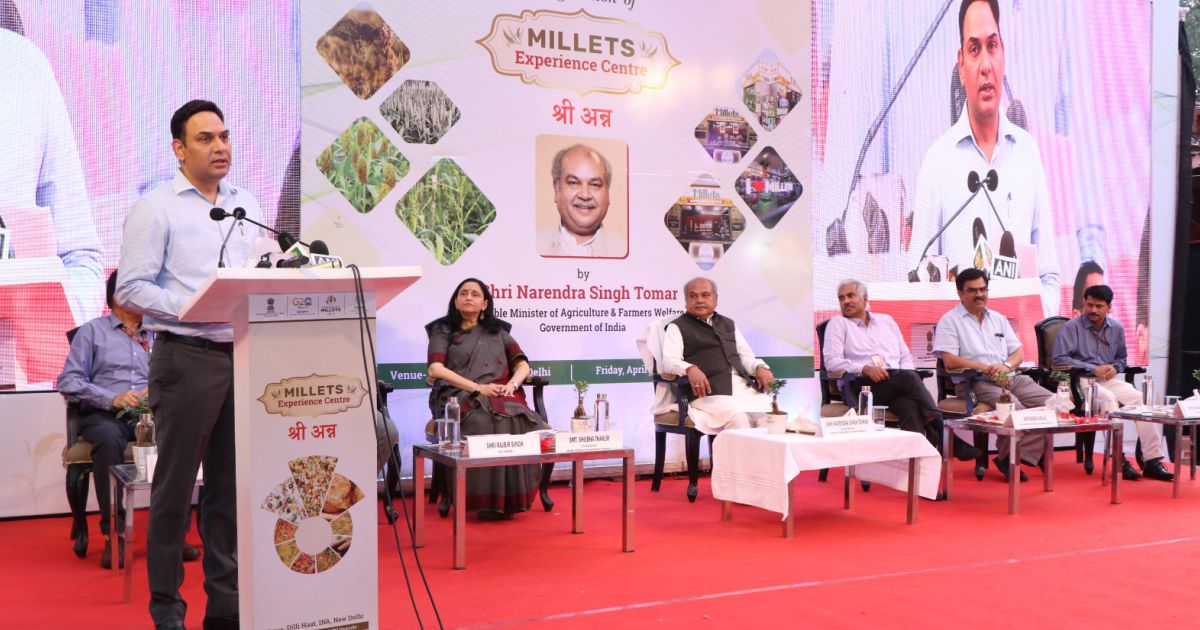 Shri Vikas Sharma, Chief Executive and Director CSL, speaking on the importance of millets (Shree Anna) and the government’s initiatives during the inaugural ceremony of the Millets Experience Centre.