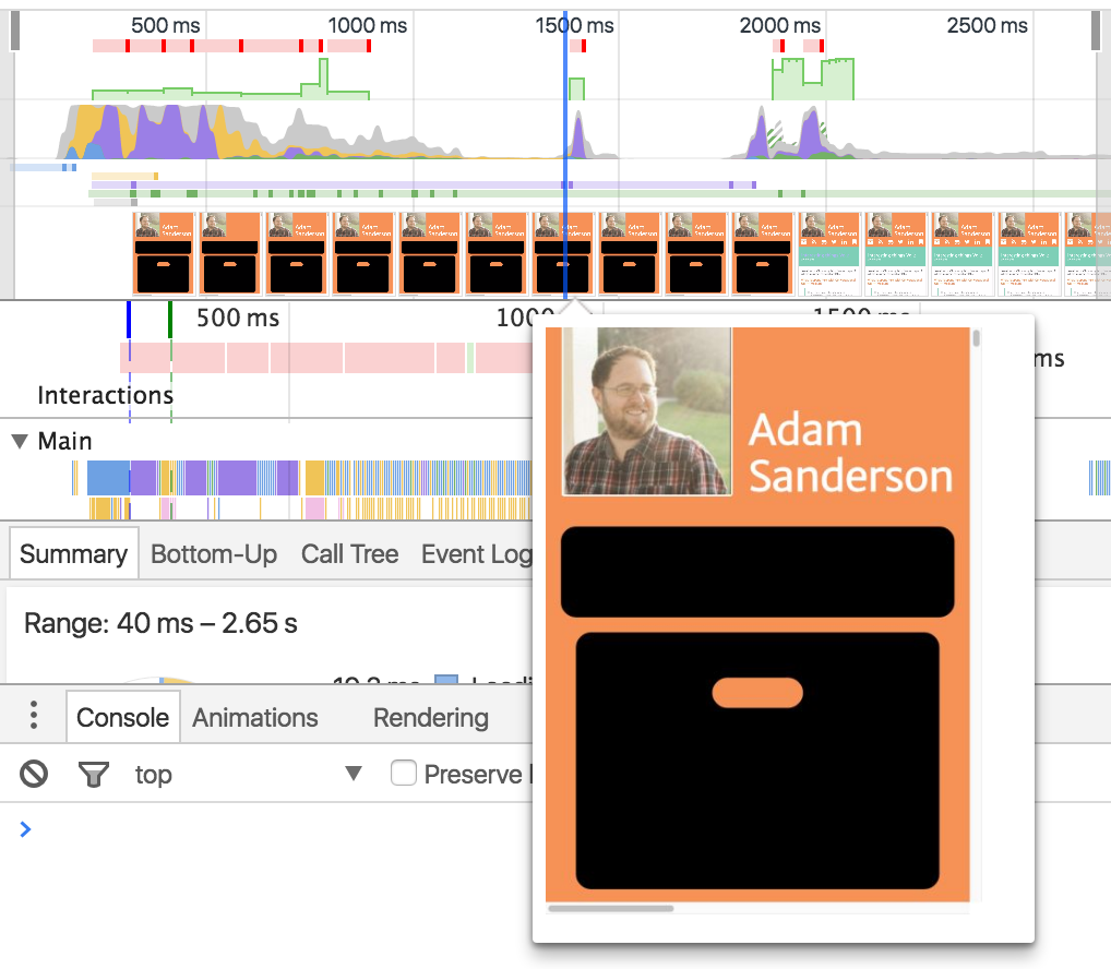 The loading timeline with pop-in