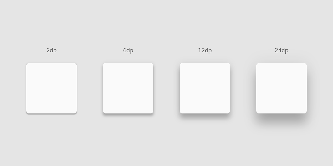 Shadows displaying elevation from Material.io